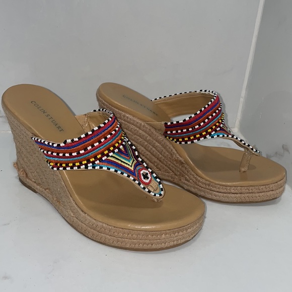 Boho Embroidered and Beaded Sandals / Wedges - Picture 7 of 11